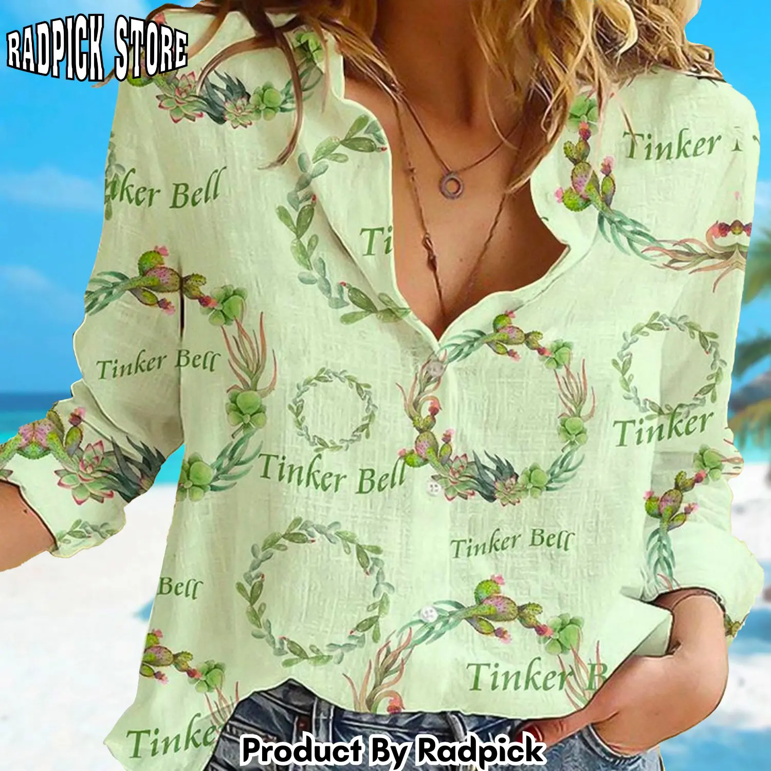 Radpick princess linen shirt tiny princess linen casual shirt fairy cartoon characters women blouses shirt magic kingdom gift family trip sh rp662193